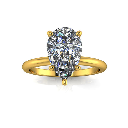 2.02ct Pear Cut Lab Grown Audrey Design Yellow Gold