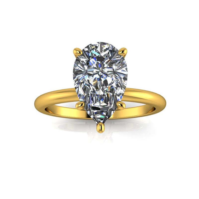 4.03ct Pear Cut Lab Grown Audrey Design Yellow Gold