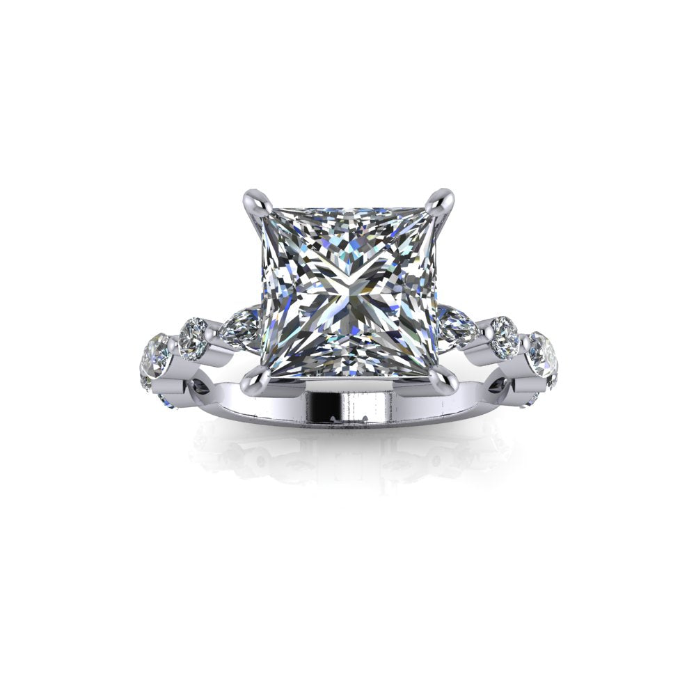2.05ct Princess cut Lab Grown Ivy Design White Gold