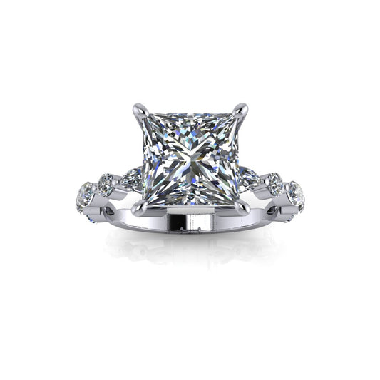 2.05ct Princess cut Lab Grown Ivy Design White Gold