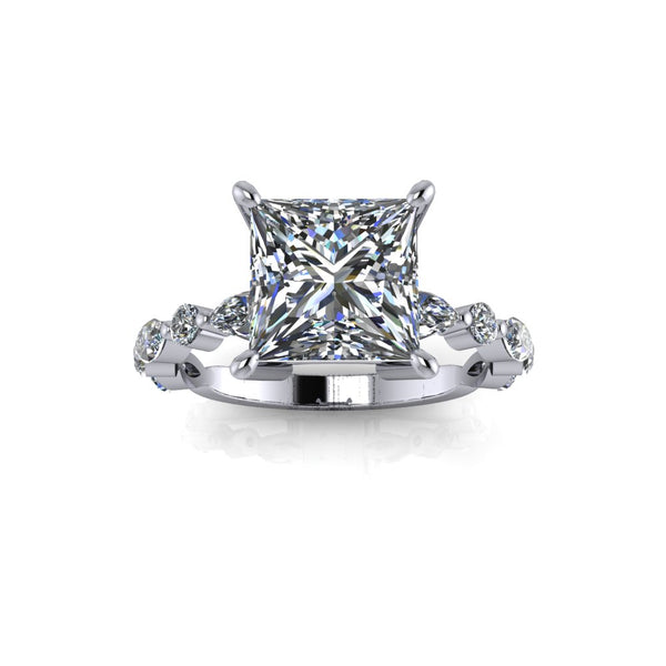 2.05ct Princess cut Lab Grown Ivy Design White Gold