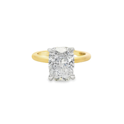 3.02ct Cushion Cut Lab Grown Audrey Design Two - tone