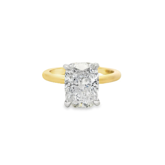 3.02ct Cushion Cut Lab Grown Audrey Design Two - tone