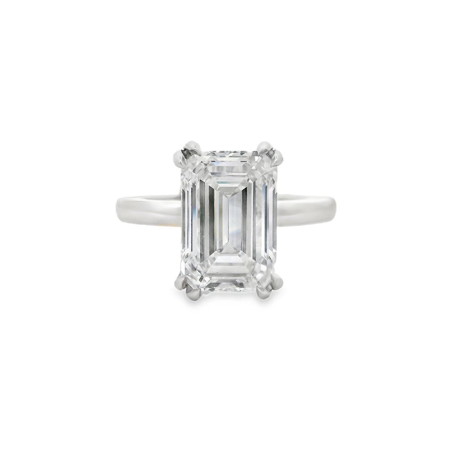 4.05ct Emerald Cut Lab Grown Double-Claw Audrey Design Platinum