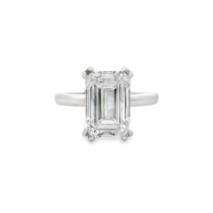 4.05ct Emerald Cut Lab Grown Double-Claw Audrey Design Platinum