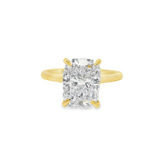3.07ct Cushion Cut Lab Grown Custom Bella Design Yellow Gold