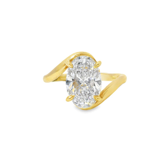 2.53ct Oval Cut Lab Grown Bronte Design Yellow Gold