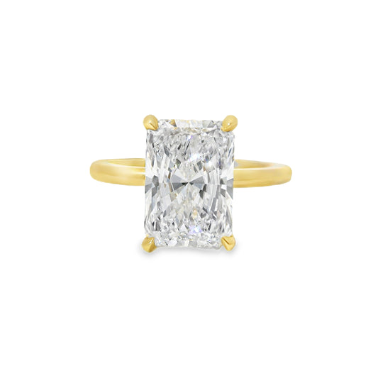 3.55ct Radiant Cut Lab Grown Audrey Design Yellow Gold