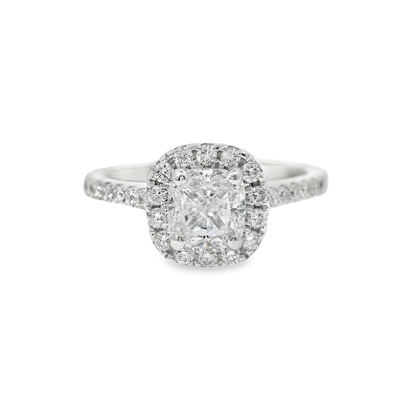 1.21ct Cushion Cut Natural Grown Custom Design White Gold