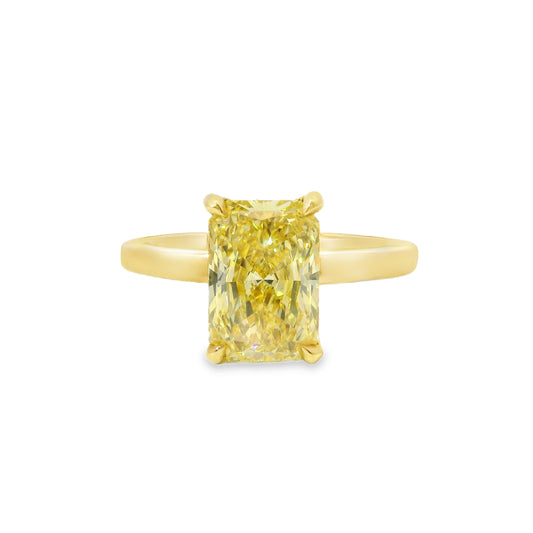 2.02ct Yellow Diamond Radiant Cut Lab Audrey Design