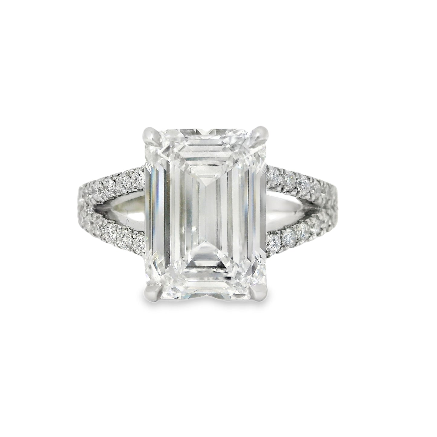 5.00ct Emerald Cut Lab Grown Diamond Simone Design Platinum