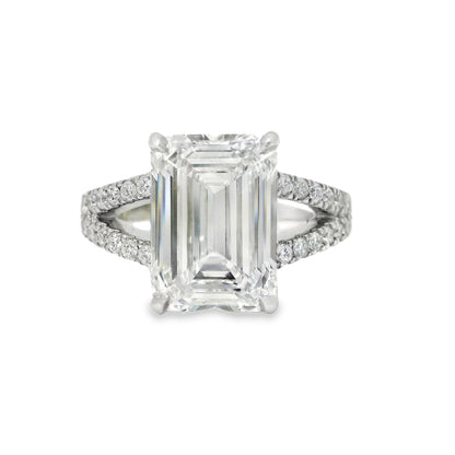 5.00ct Emerald Cut Lab Grown Diamond Simone Design Platinum