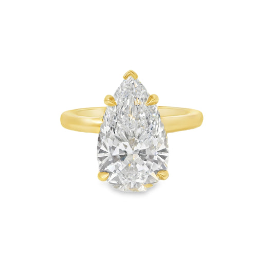 4.03ct Pear Cut Lab Grown Audrey Design Yellow Gold