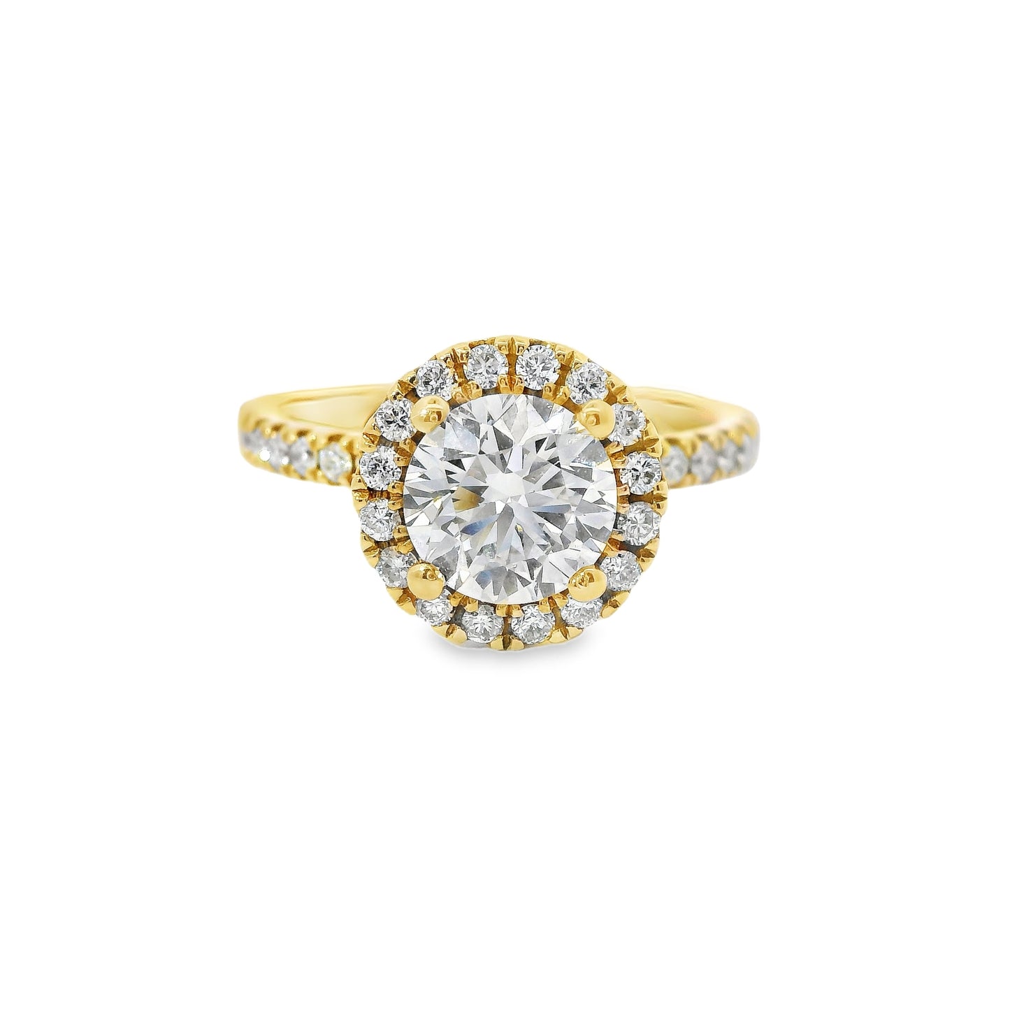 1.23ct Round Cut Lab Grown Pissarro Design Yellow Gold