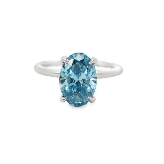 2.01ct Oval Blue Diamond Lab Grown Audrey Design Platinum