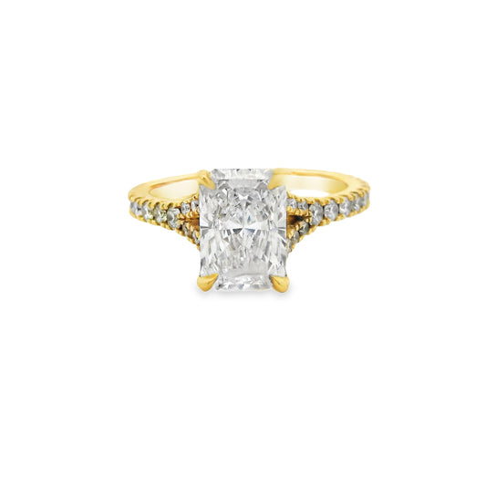 1.71ct Radiant Cut Lab Grown Simone Design Yellow Gold