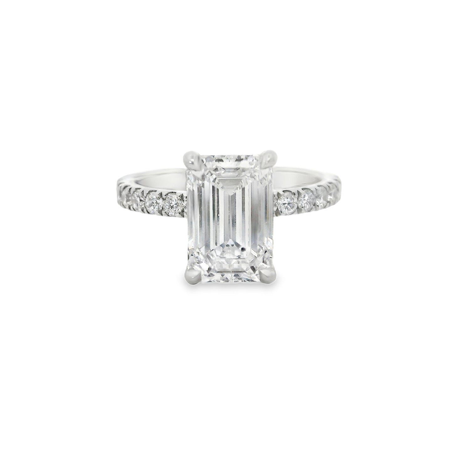 3.03ct Emerald Cut Lab Grown Bassano Design Platinum