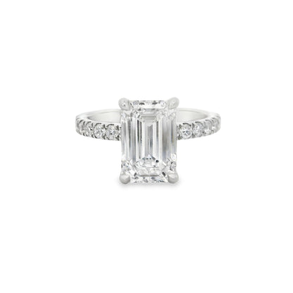 3.03ct Emerald Cut Lab Grown Bassano Design Platinum