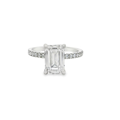 2.58ct Emerald Cut Lab Grown Bassano Design Platinum