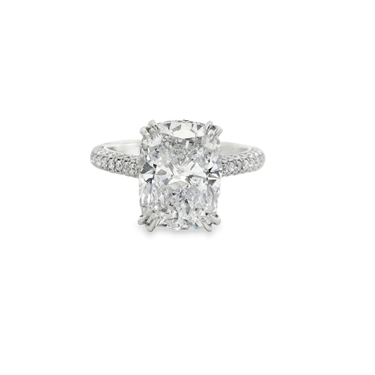 4.06ct Cushion Cut Lab Grown Custom Clara Design Platinum