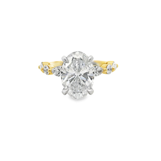 2.53ct Oval Cut Lab Grown Custom Ivy Design Two-tone