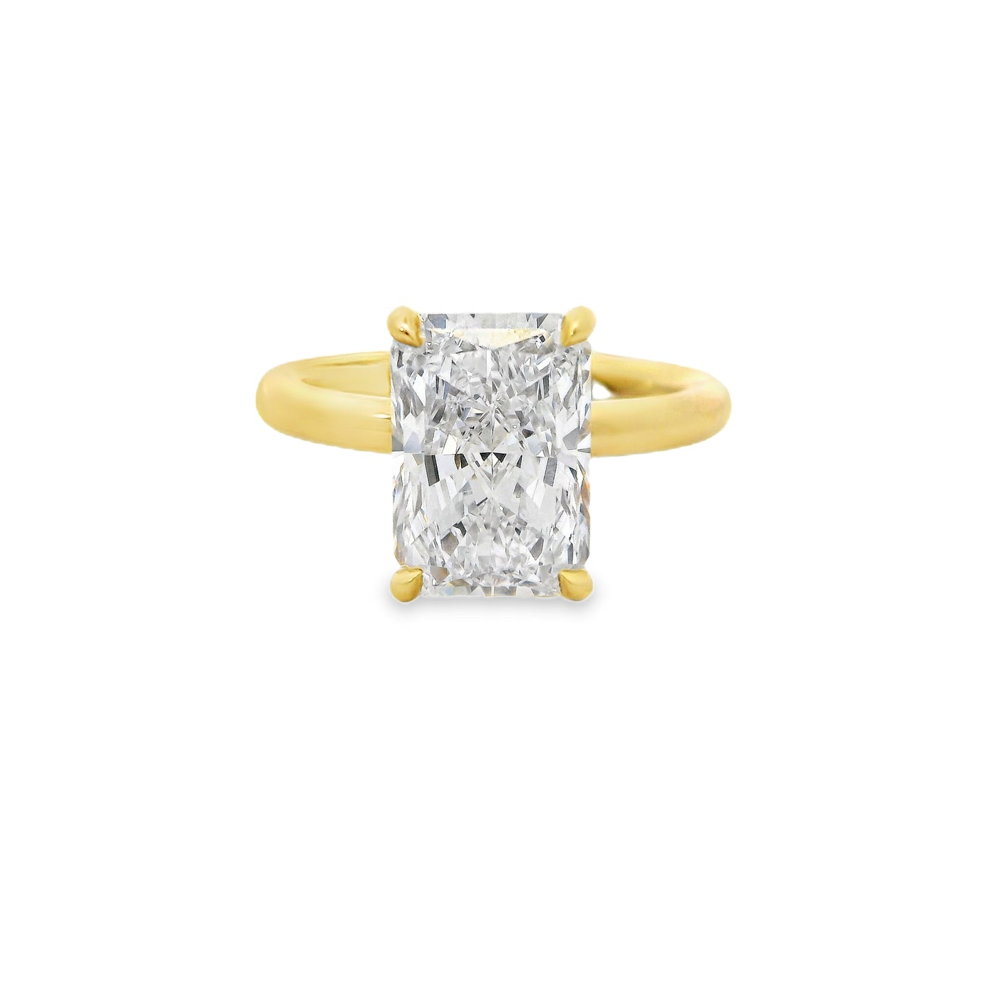 3.54ct Radiant Cut Lab Grown Audrey Design Yellow Gold
