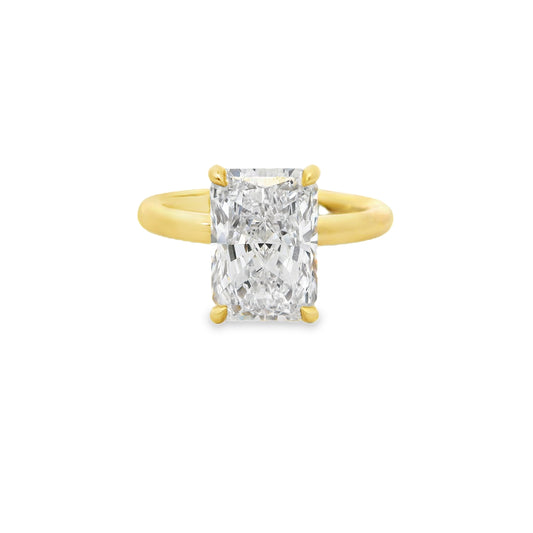 3.54ct Radiant Cut Lab Grown Audrey Design Yellow Gold
