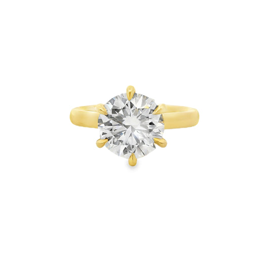 2.57ct Round Cut Lab Grown Henri Design Yellow Gold