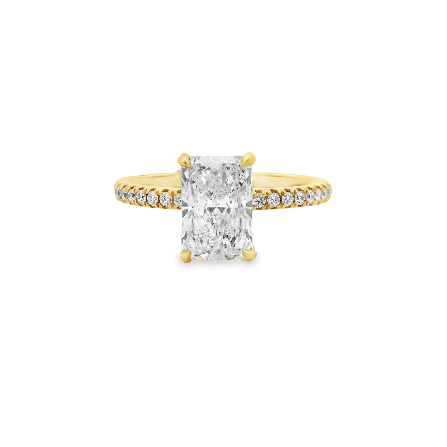 1.52ct Radiant Cut Lab Grown Bassano Design Yellow Gold