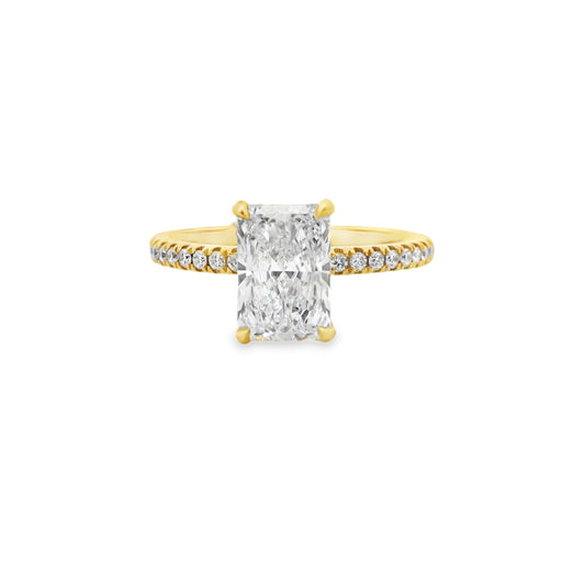 1.52ct Radiant Cut Lab Grown Bassano Design Yellow Gold