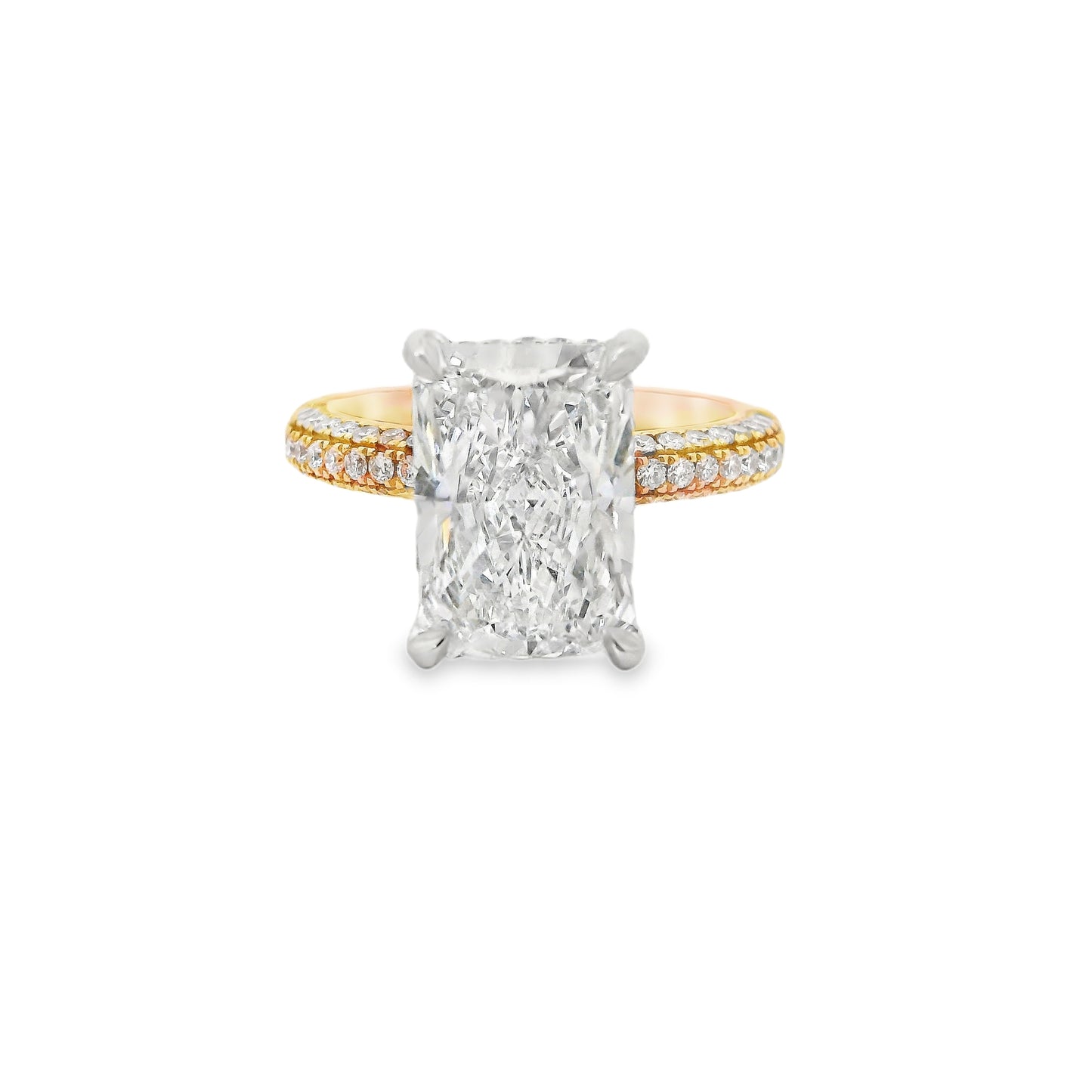 4.05ct Radiant Cut Lab Grown Alessandra Design Two-tone