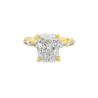 3.03ct Cushion Cut Lab Grown Electra Design Yellow Gold