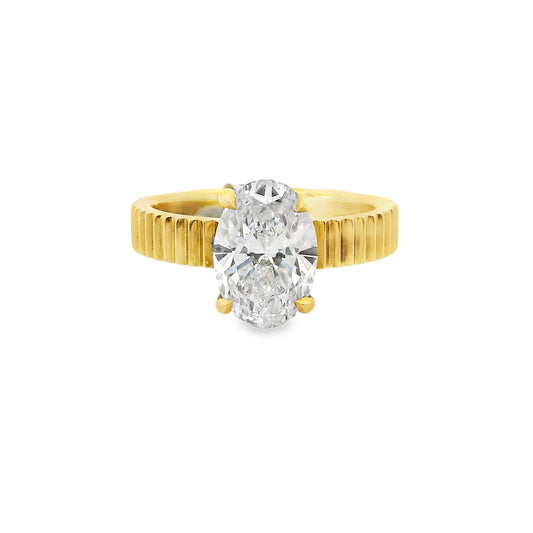 2.07ct Oval Cut Lab Grown Faith Design Yellow Gold