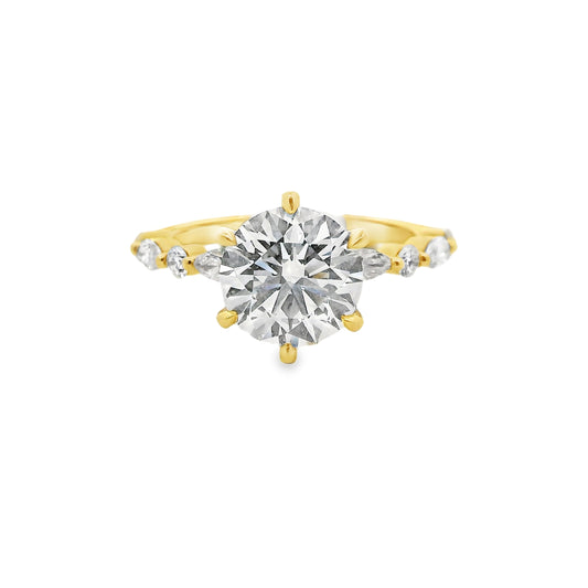 2.04ct Round Cut Lab Grown Ivy Design Yellow Gold