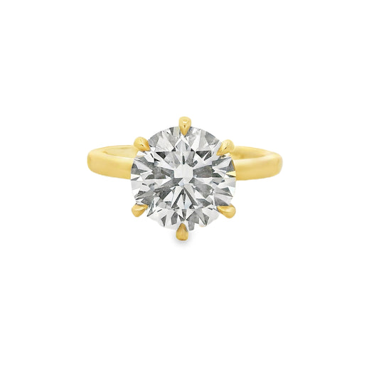 3.55ct Round Cut Lab Grown Henri Design Yellow Gold