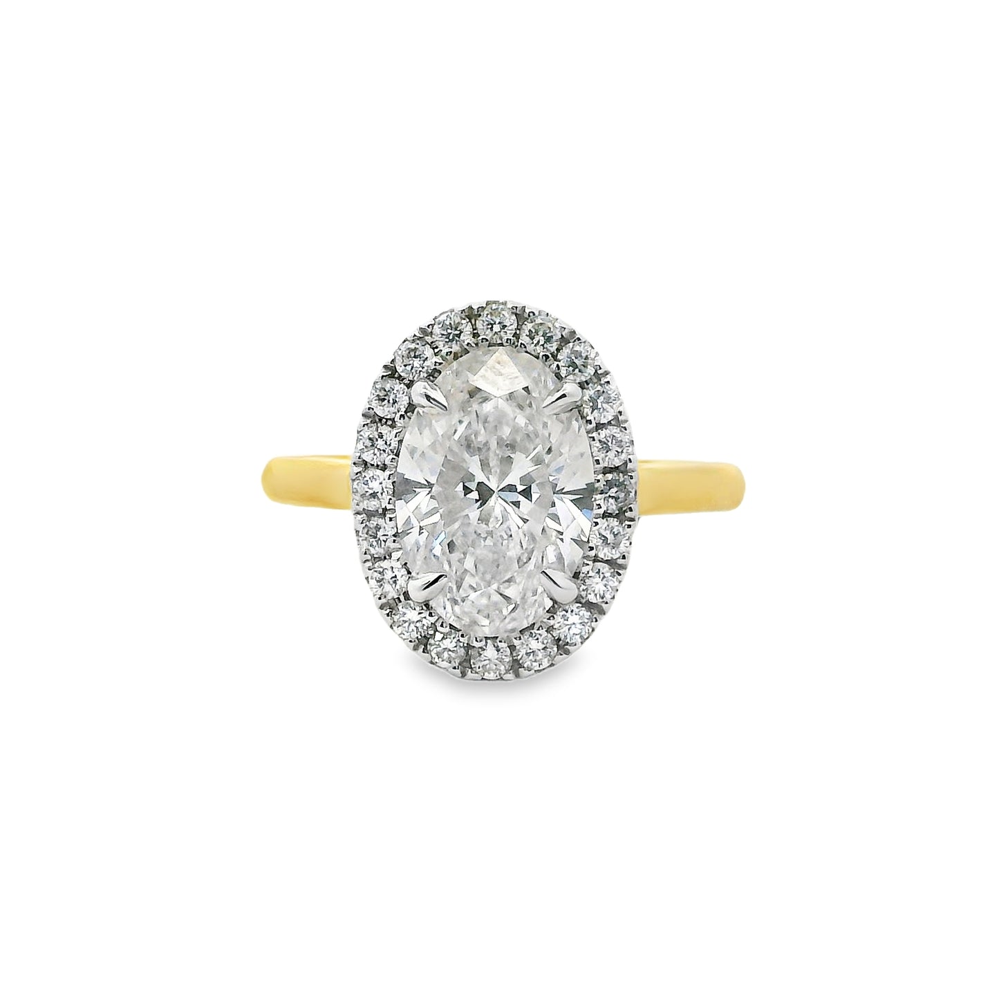 2.36ct Oval Cut Lab Grown Custom Halo Design Two-tone