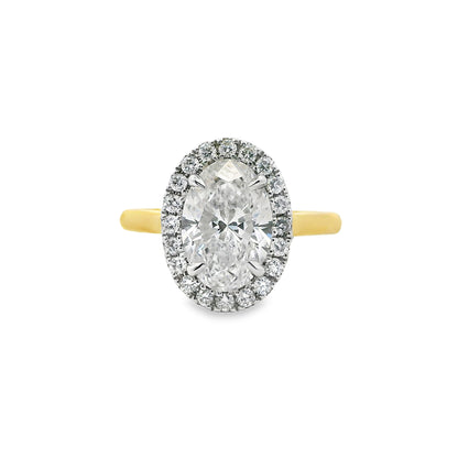 2.36ct Oval Cut Lab Grown Custom Halo Design Two-tone