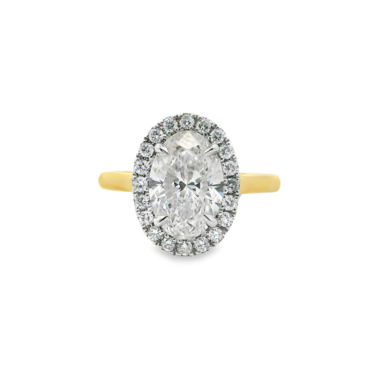 2.36ct Oval Cut Lab Grown Custom Halo Design Two-tone