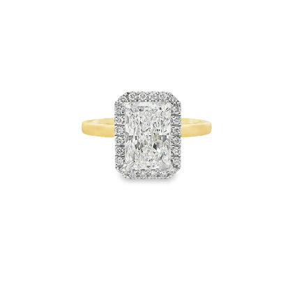 2.03ct Radiant Cut Lab Grown Custom Halo Design Two - tone