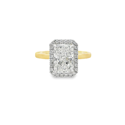 2.03ct Radiant Cut Lab Grown Custom Halo Design Two - tone