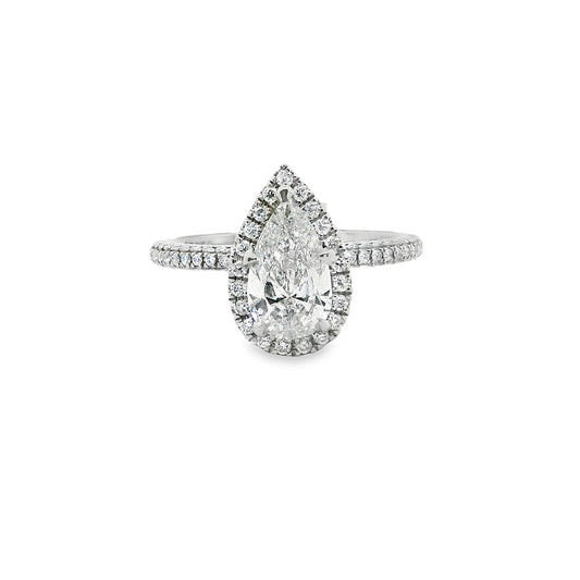 1.21ct Pear Cut Natural Grown Custom Gabrielle Design Platinum