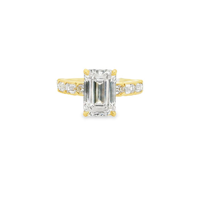 3.05ct Emerald Cut Lab Grown Custom Design Yellow Gold
