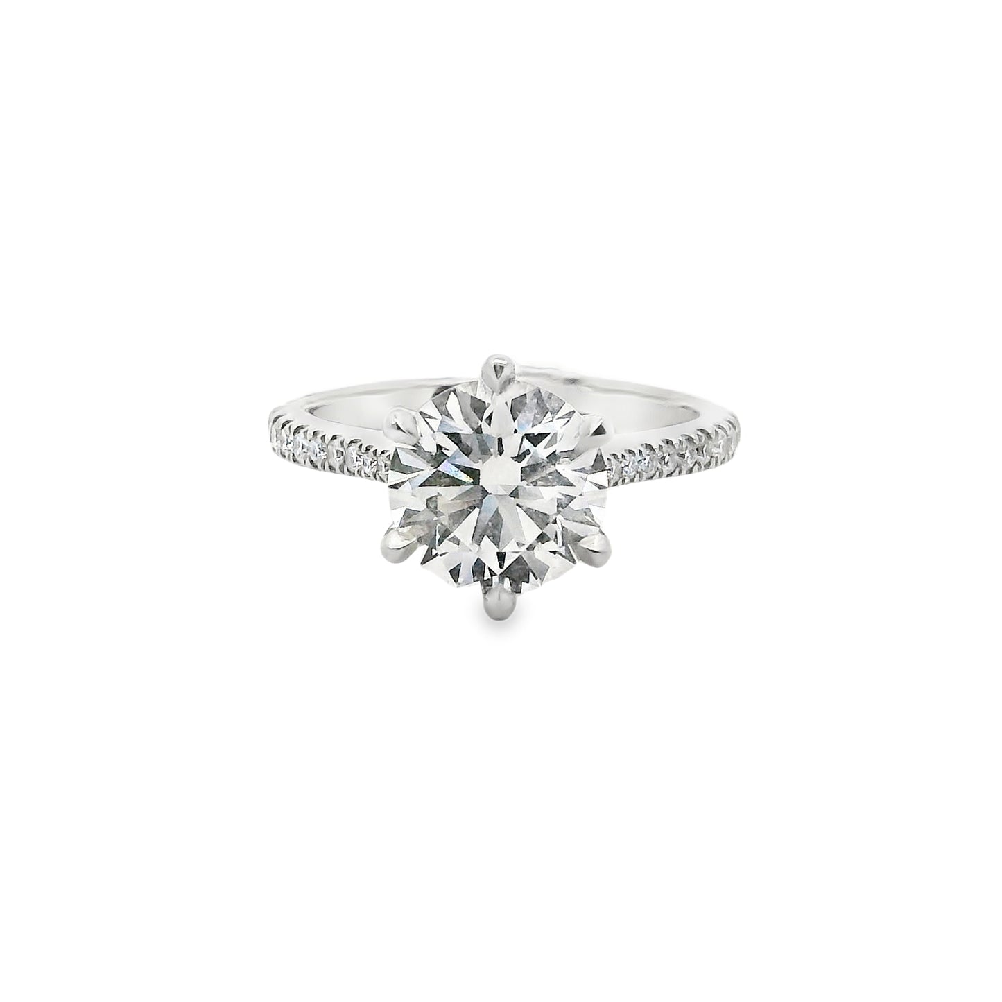 2.23ct Round Cut Lab Grown 6-Claw Custom Jasmine Design Platinum