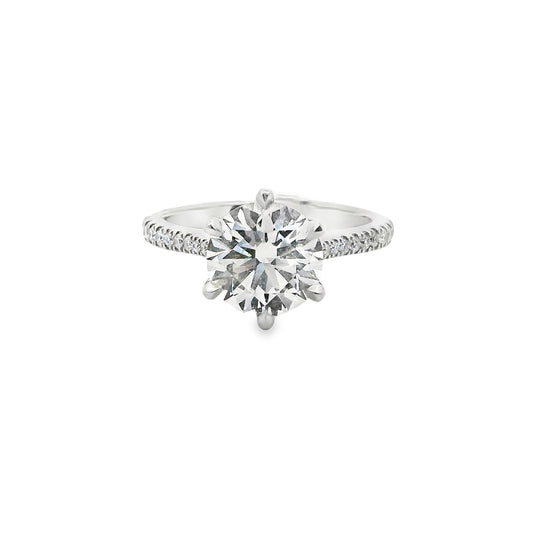 2.23ct Round Cut Lab Grown 6-Claw Custom Jasmine Design Platinum