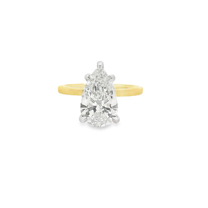 3.12ct Pear cut Lab Grown Catalina Design Two-tone