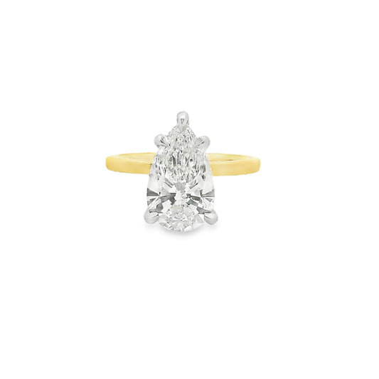 3.12ct Pear cut Lab Grown Catalina Design Two-tone