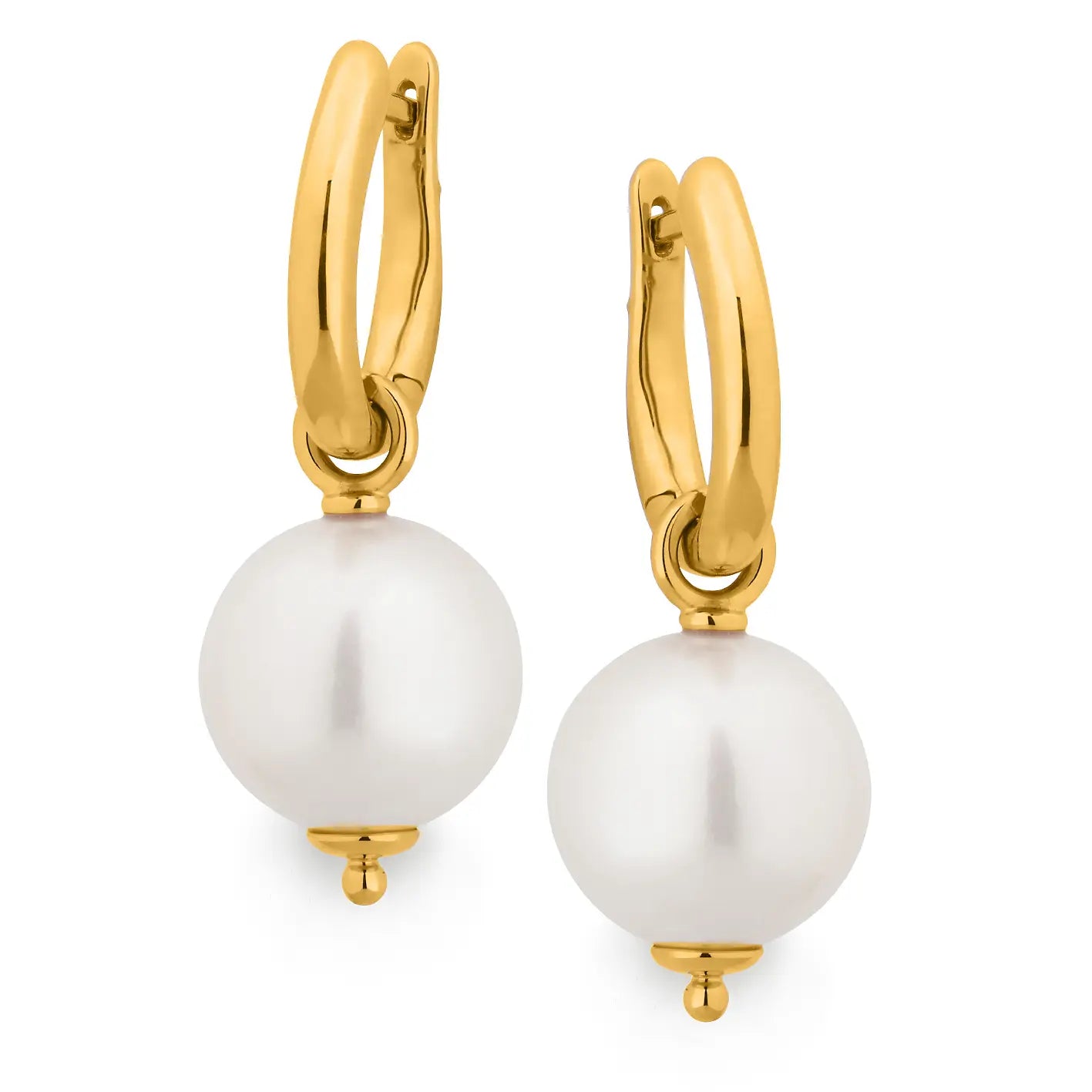 Round Drilled Freshwater Drop Earring gold 