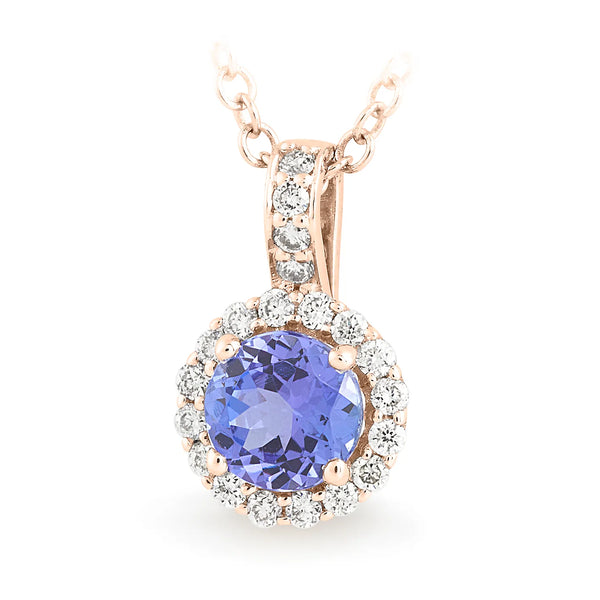 Tanzanite & Diamond Claw/Bead Set Pendant