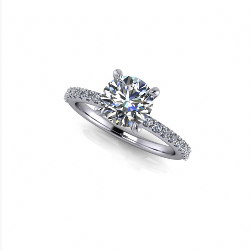 1.30ct Round Cut Natural Diamond Bassano Design Platinum