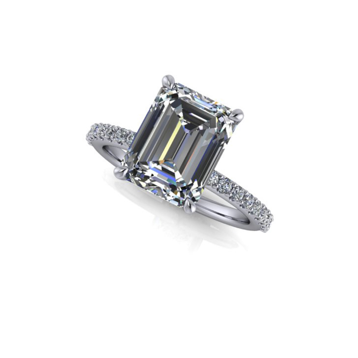 3.03ct Emerald Cut Lab Grown Bassano Design Platinum